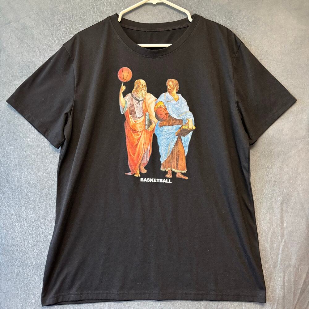 Plato Aristotle Basketball Shirt Comedy Mens Medium Humor Survival Philosophy